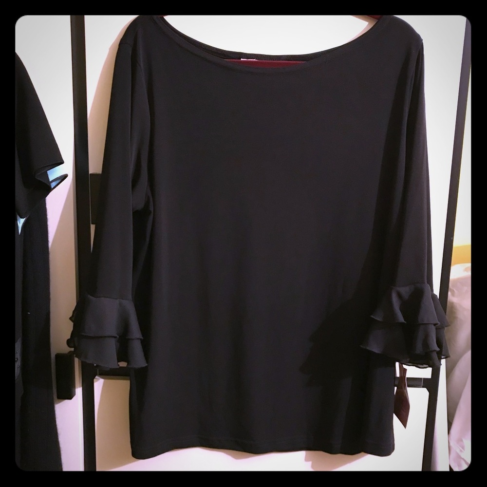 NWT Black blouse with bell sleeve | Size Large
